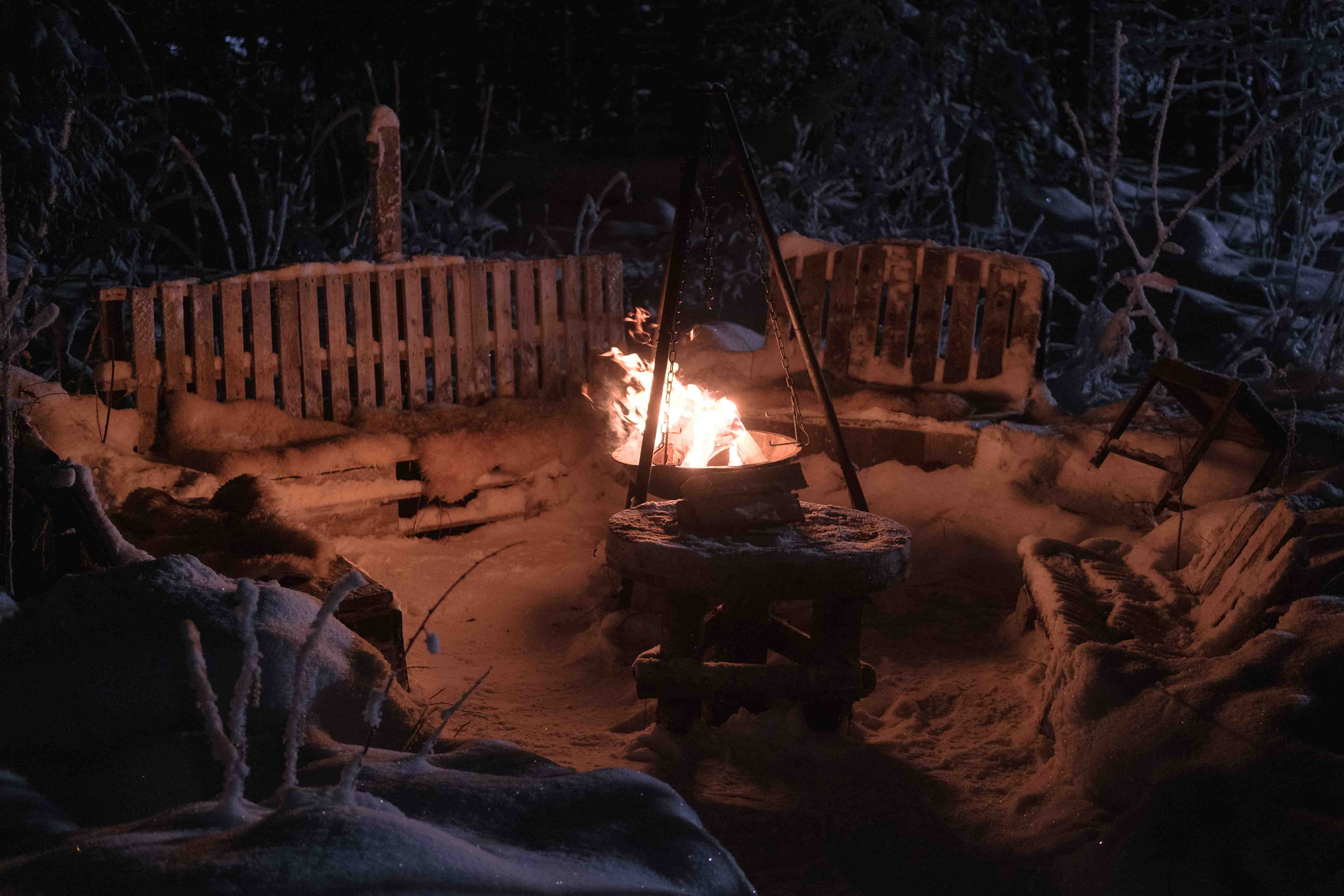 fire place in the snow